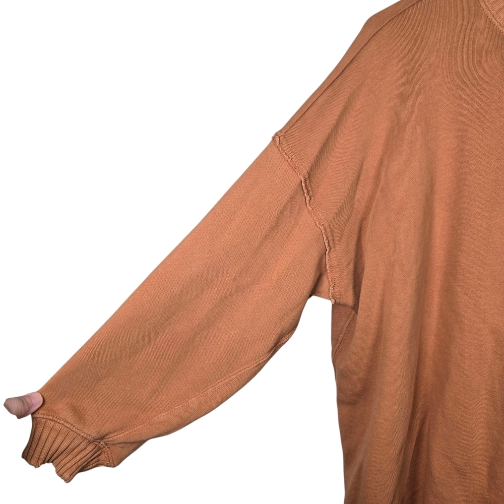 Aerie Down-To-Earth Oversized Sweatshirt In Burnt Orange Size XS Distressed - Picture 6 of 11